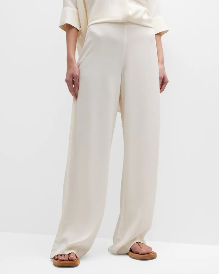 Wide-Leg Satin Pants