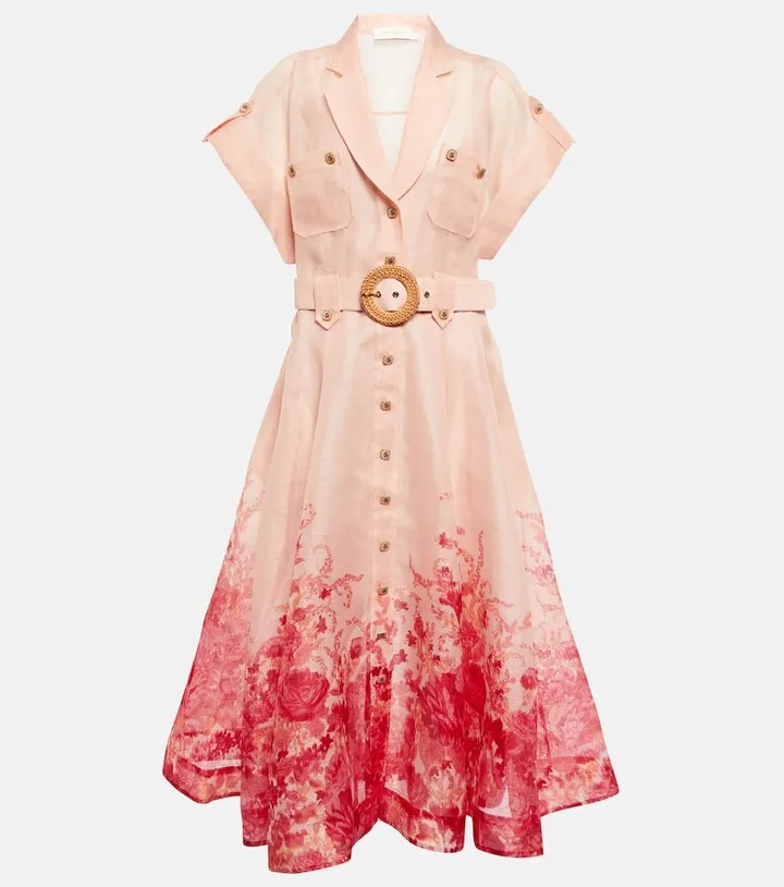 High Tide floral silk and linen midi dress