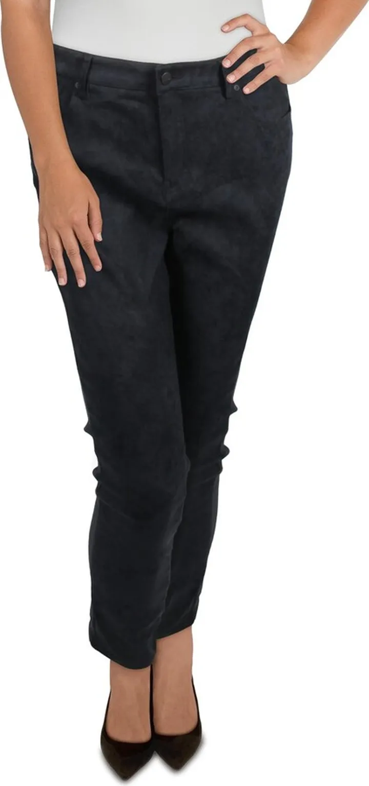 Ami Womens Faux Suede Stretch Skinny Pants