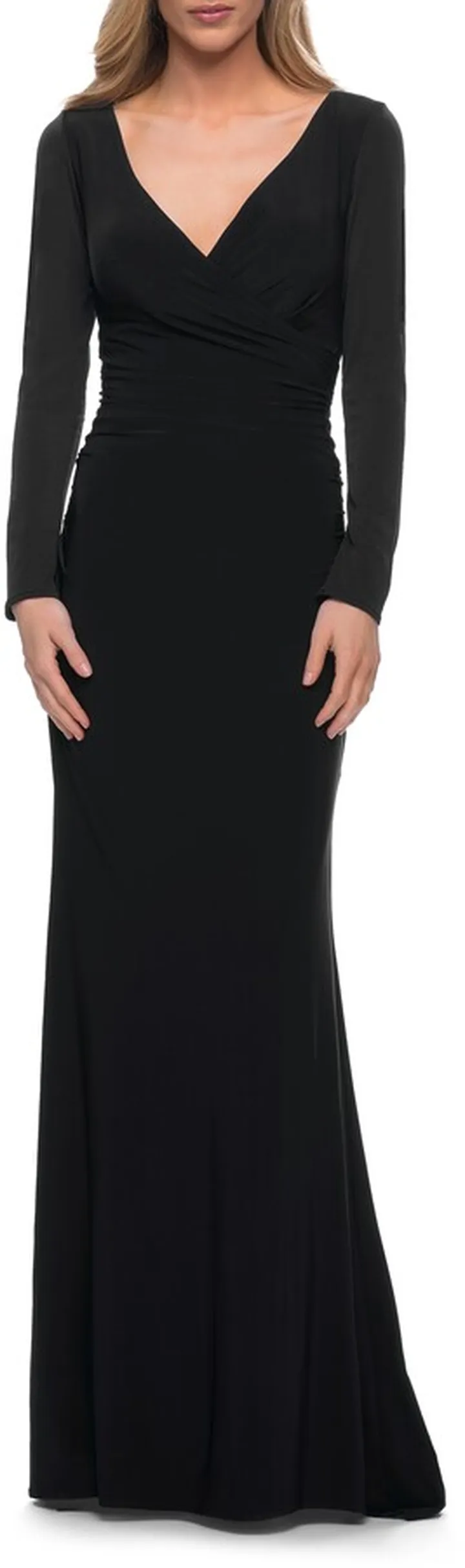 Long Sleeve Ruched Jersey Gown