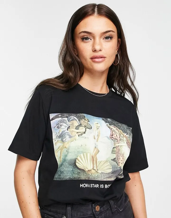 Stradivarius vintage graphic t-shirt in black