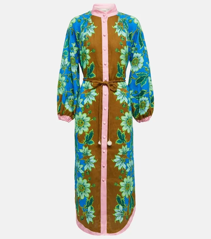 Winnie floral linen shirt dress