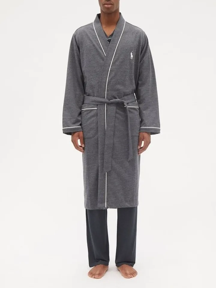 Logo-embroidered Cotton-blend Jersey Robe