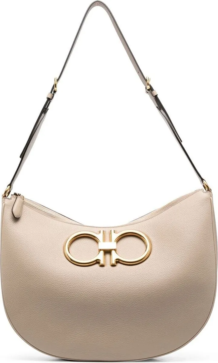 Gancini-logo leather shoulder bag
