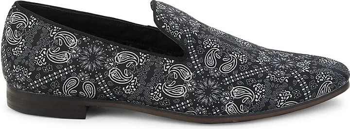Mixed-Print Smoking Slippers