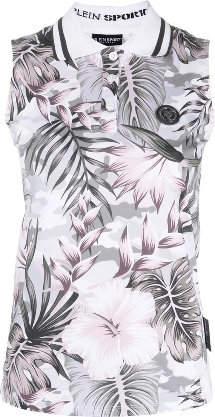 Floral Sleeveless Polo Shirt