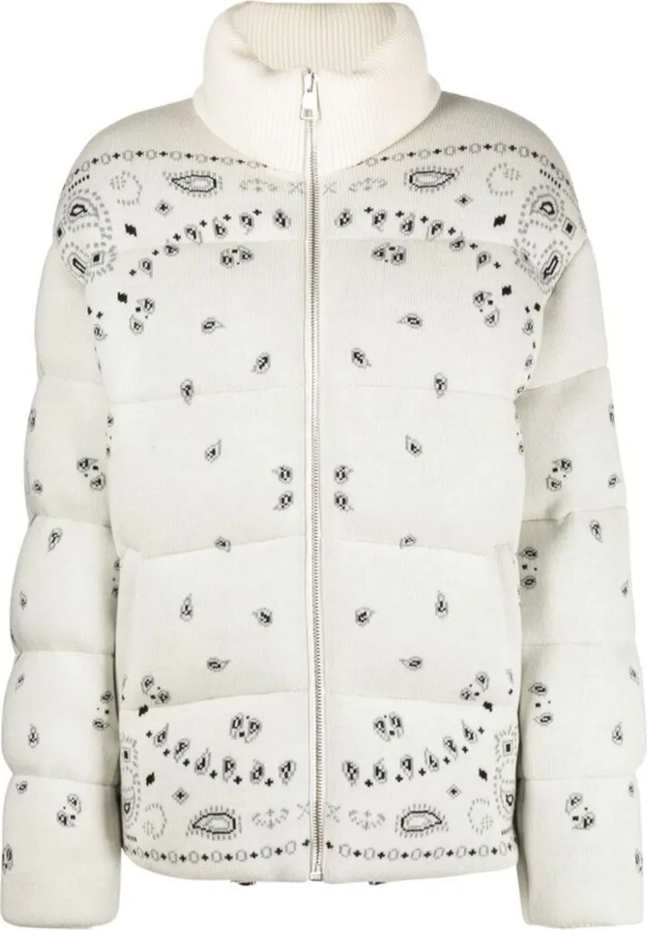 White Quilted Paisley Intarsia Jacket