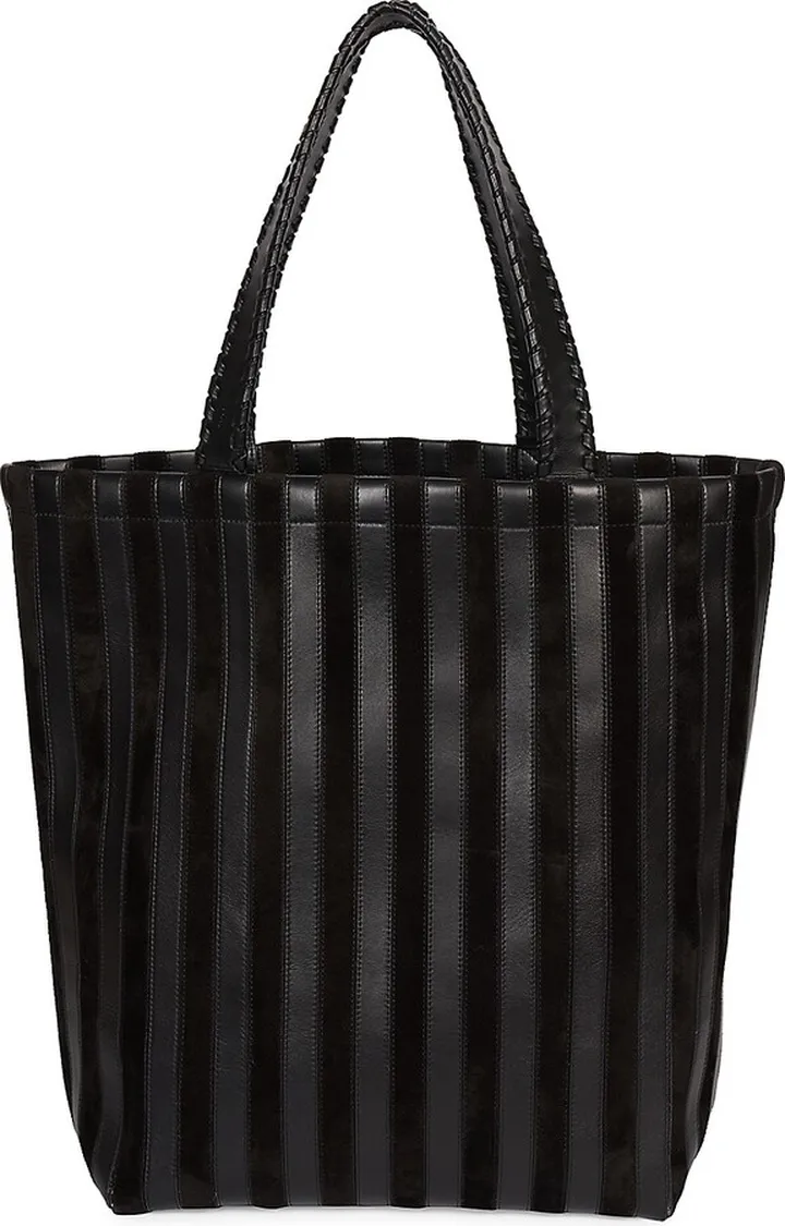 Nella Stripe Suede & Leather Tote