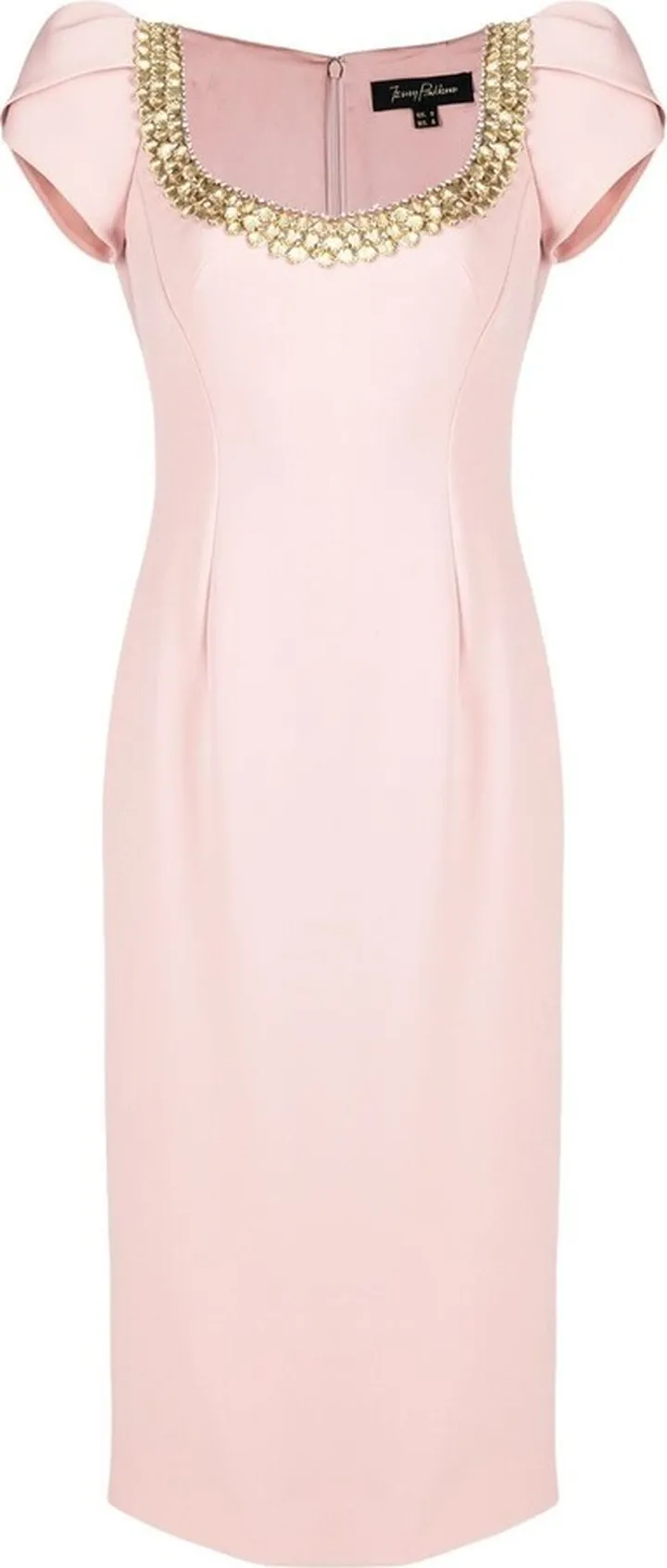 Crystal-Shell Collar Midi Dress