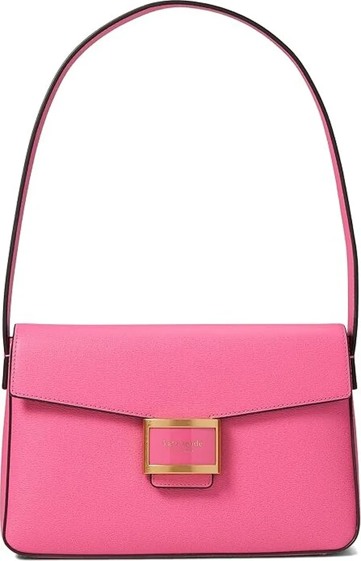 Kate Spade New York Katy Textured Leather Medium Shoulder Bag (Energy Pink) Shoulder Handbags