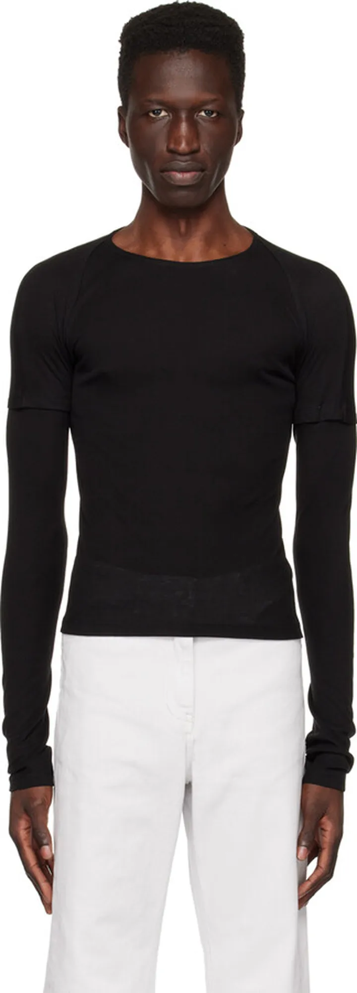 LOW CLASSIC Black Paneled Long Sleeve T-Shirt
