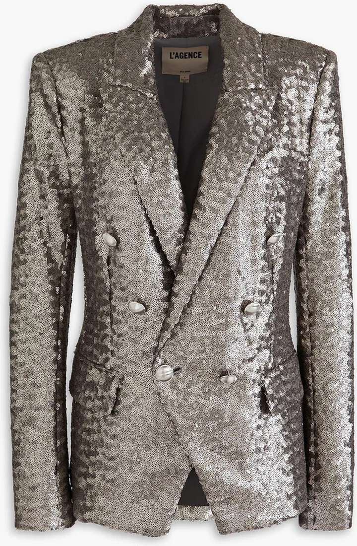Kenzie double-breasted sequined crepe blazer