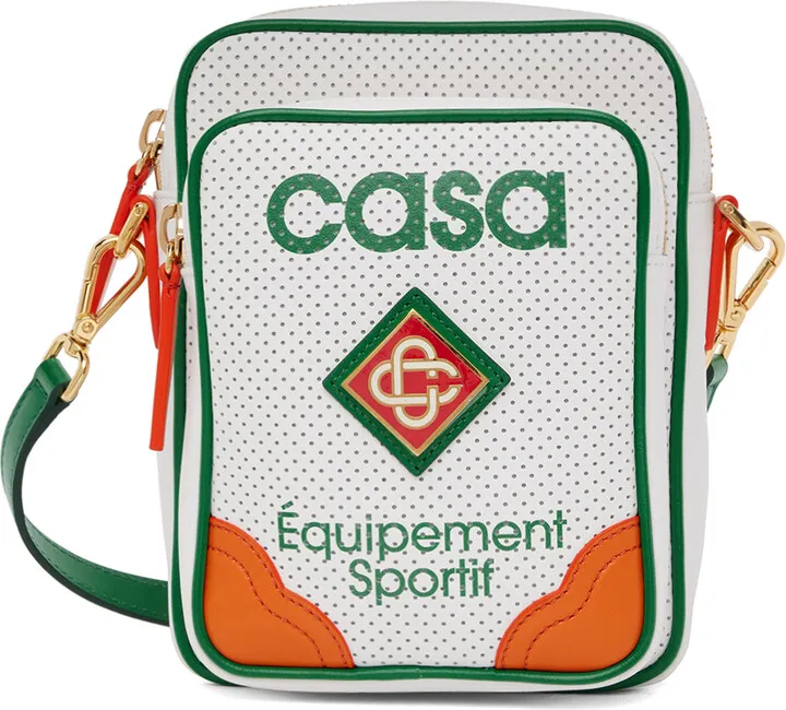Casablanca White Perforated Messenger Bag