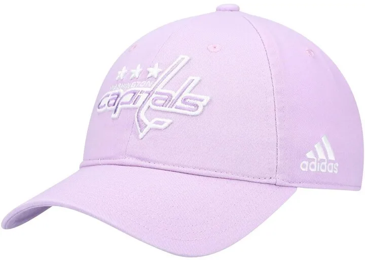 Men's Purple Washington Capitals 2021 Hockey Fights Cancer Slouch Adjustable Hat