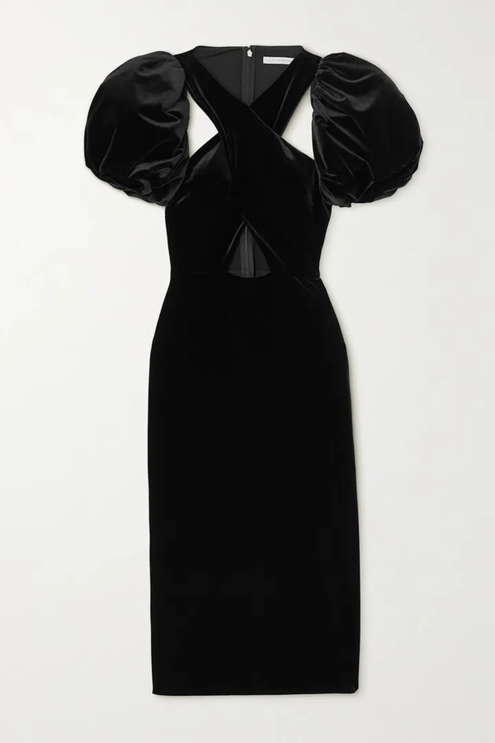 Christopher Kane - The Mickey Cutout Stretch-velvet Midi Dress - Black
