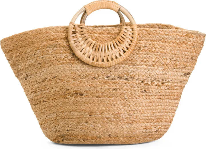 Jute Tote With Wooden Handle