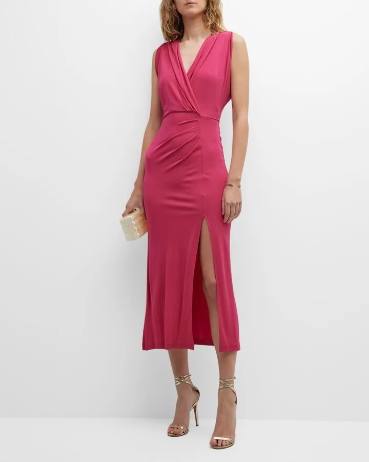 Williams Sleeveless Ruched Midi Dress