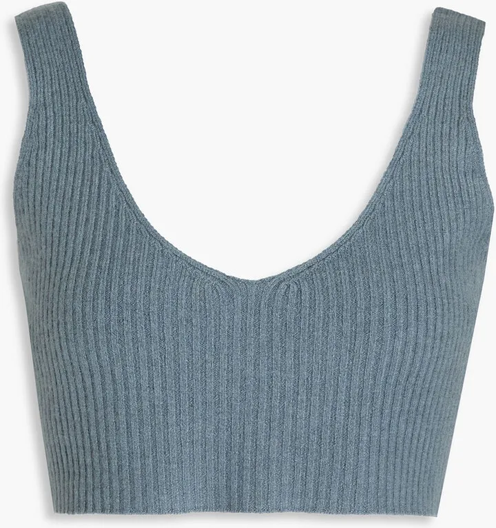 Cropped ribbed cashmere top