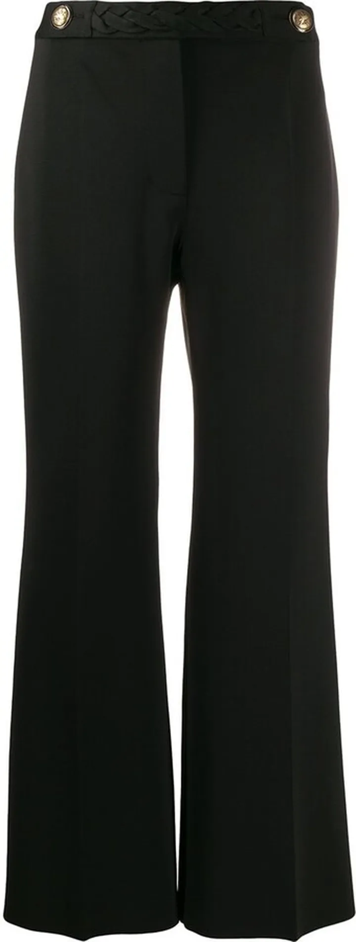 Braid Cropped Flared Trousers