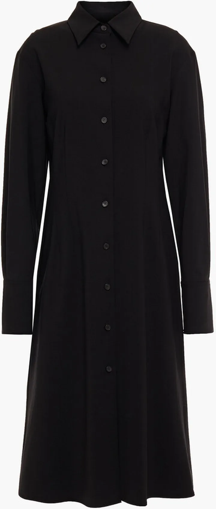 Wool-blend crepe midi shirt dress