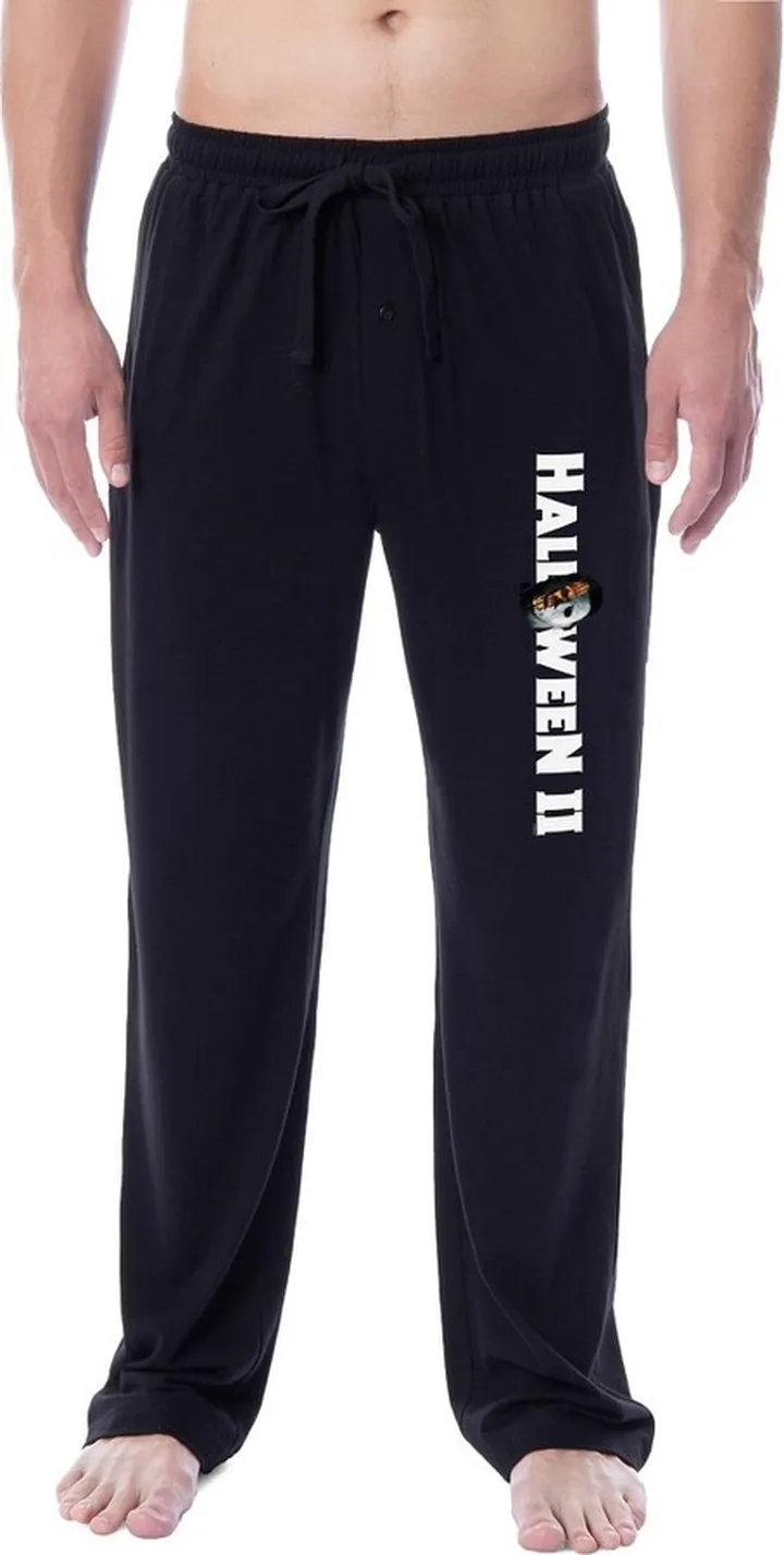 Halloween II Mens' Film Movie Logo Michael Myers Sleep Pajama Pants (X-Large) Black