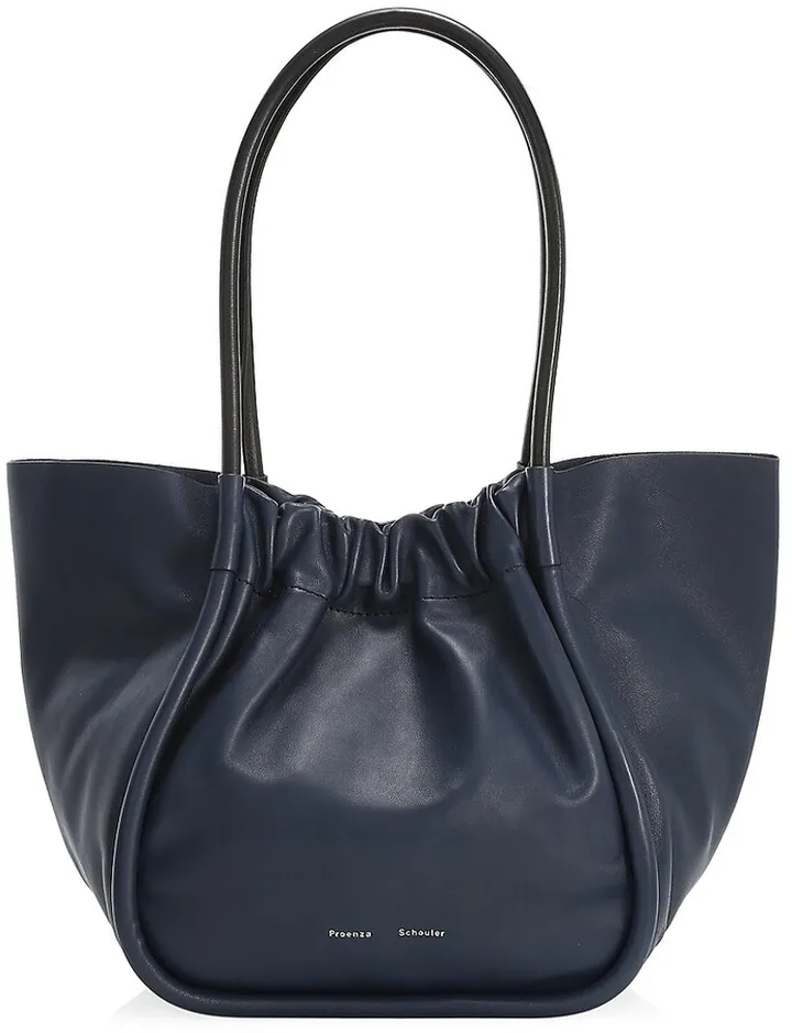 Ruched Leather Tote