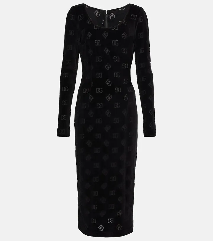 Logo cotton midi dress
