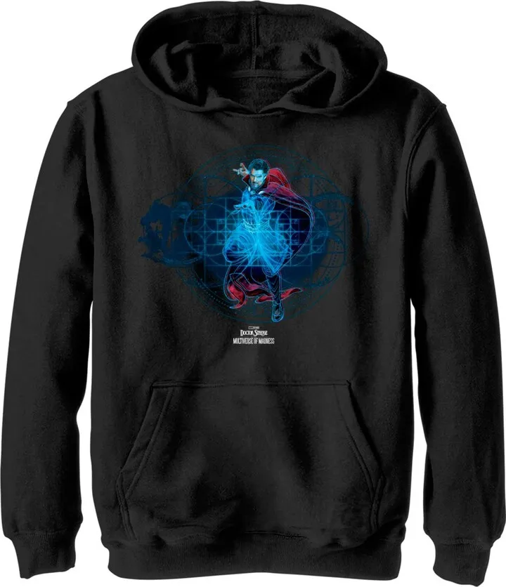 Boy's Marvel Doctor Strange in the Multiverse of Madness Neon Strange Pull Over Hoodie - Black - Large