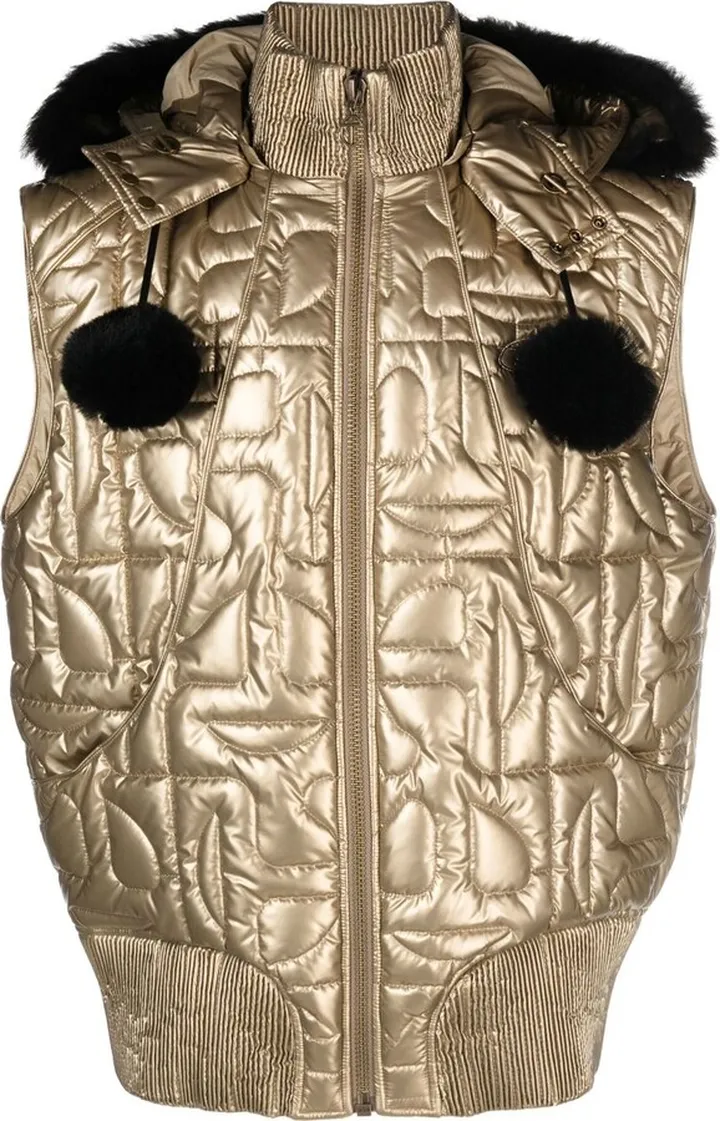 X Telfar Gold-Tone Metallic Bomber Gilet