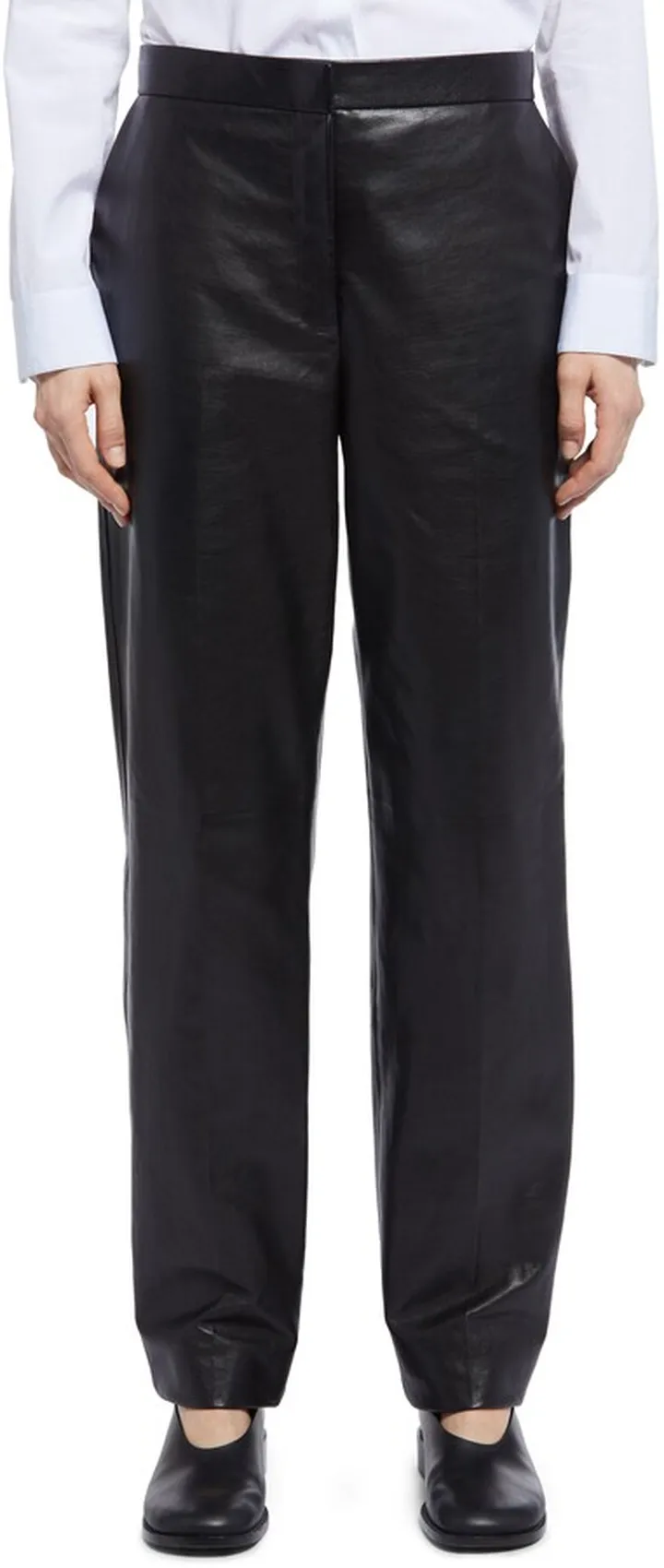 Becker Straight Leg Calfskin Leather Pants