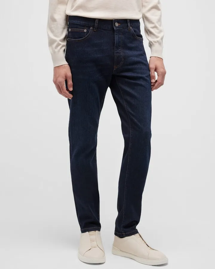 Men's 5-Pocket Dark Wash Denim Jeans