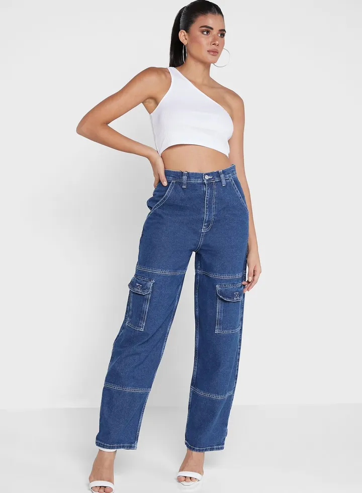 Pocket Detail Cargo Jeans