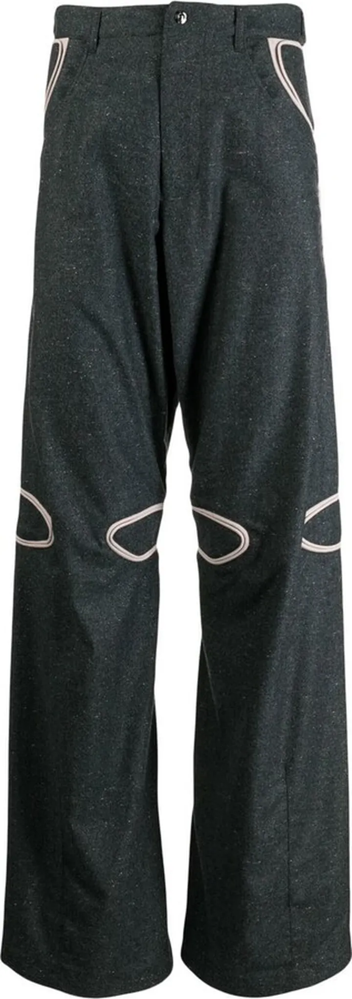 Contrast Lining Straight-Leg Pants