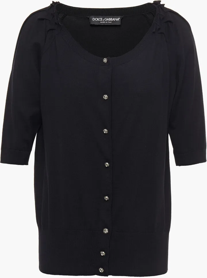 Pleated wool cardigan