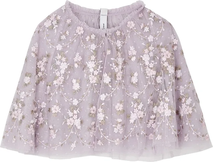 Needle & Thread Victoria Floral-embroidered Tulle Cape