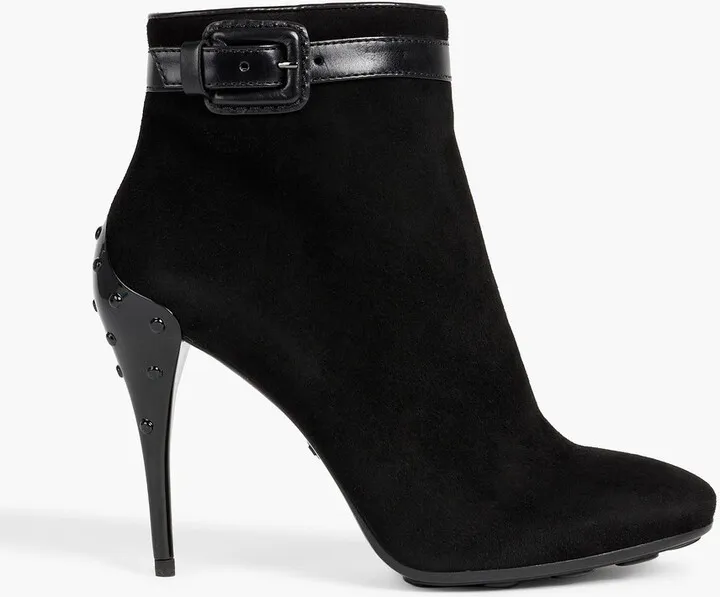 Buckled suede ankle boots