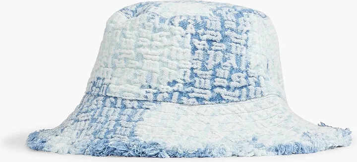 Frayed denim-jacquard bucket hat