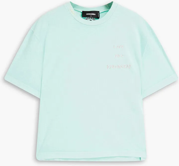 Embroidered cotton-jersey T-shirt