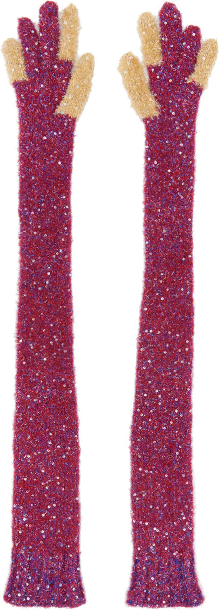 Kiko Kostadinov Pink Paillettes Opera Gloves