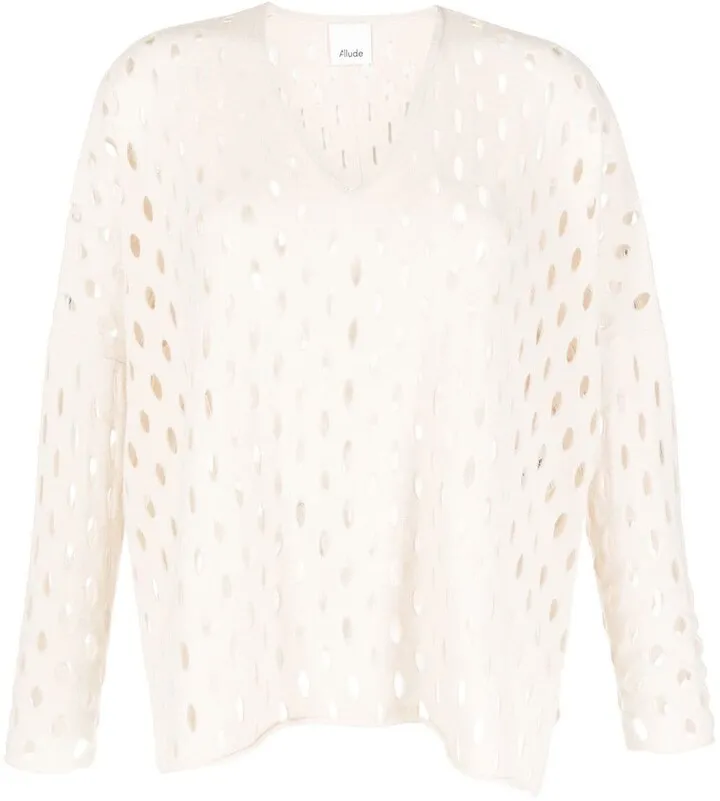 open-knit V-neck jumper