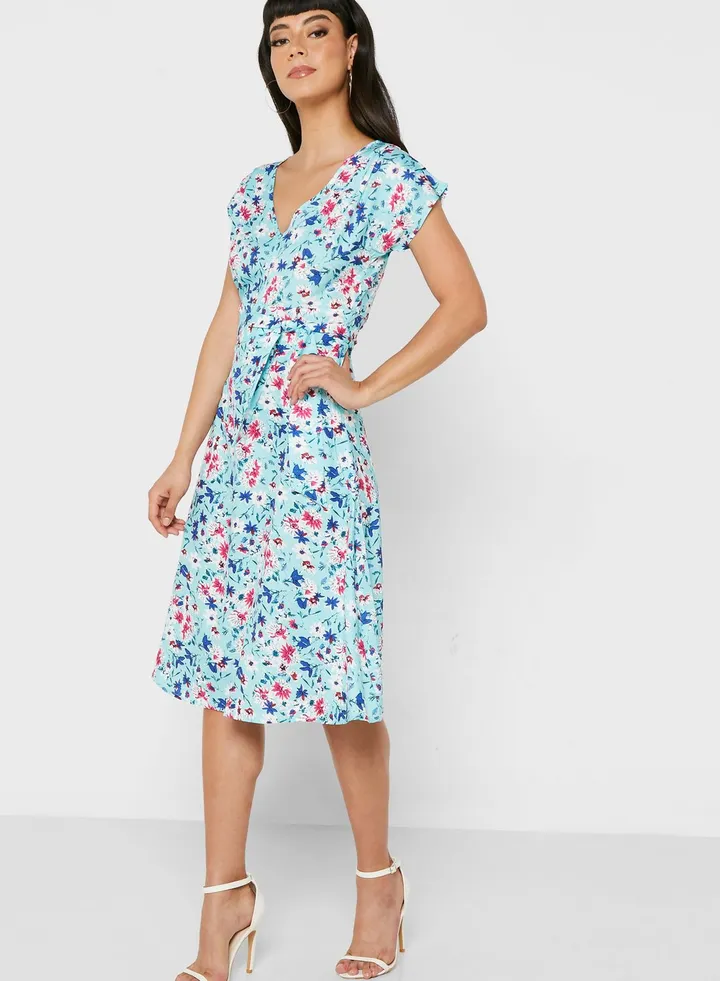 Printed Dress With Belt