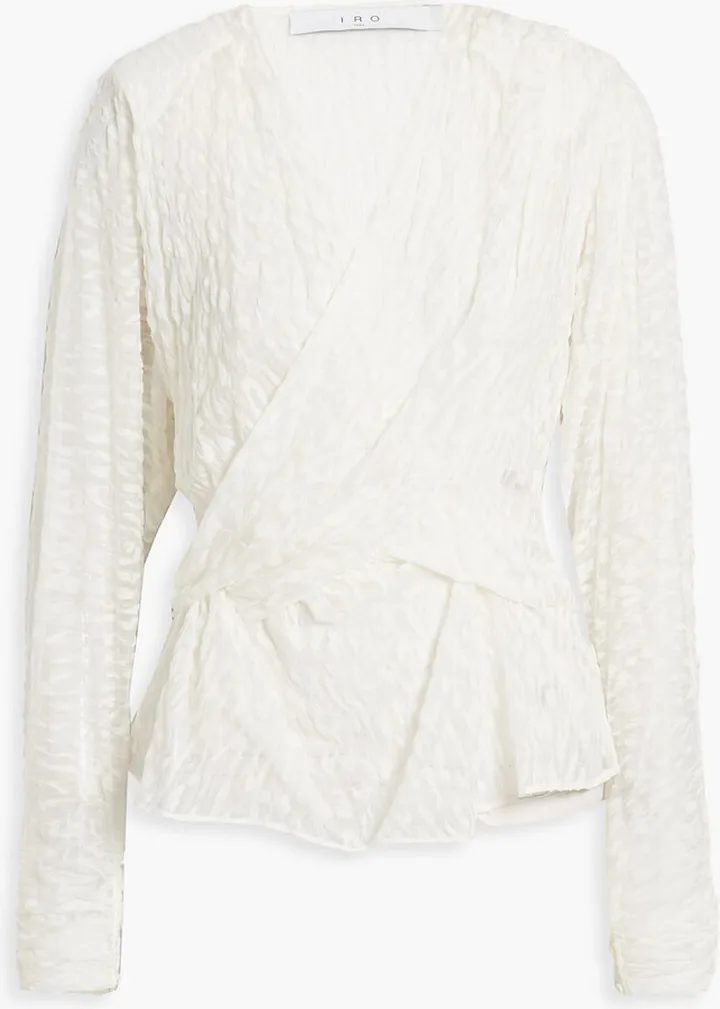 Leny wrap-effect devoré silk-chiffon blouse