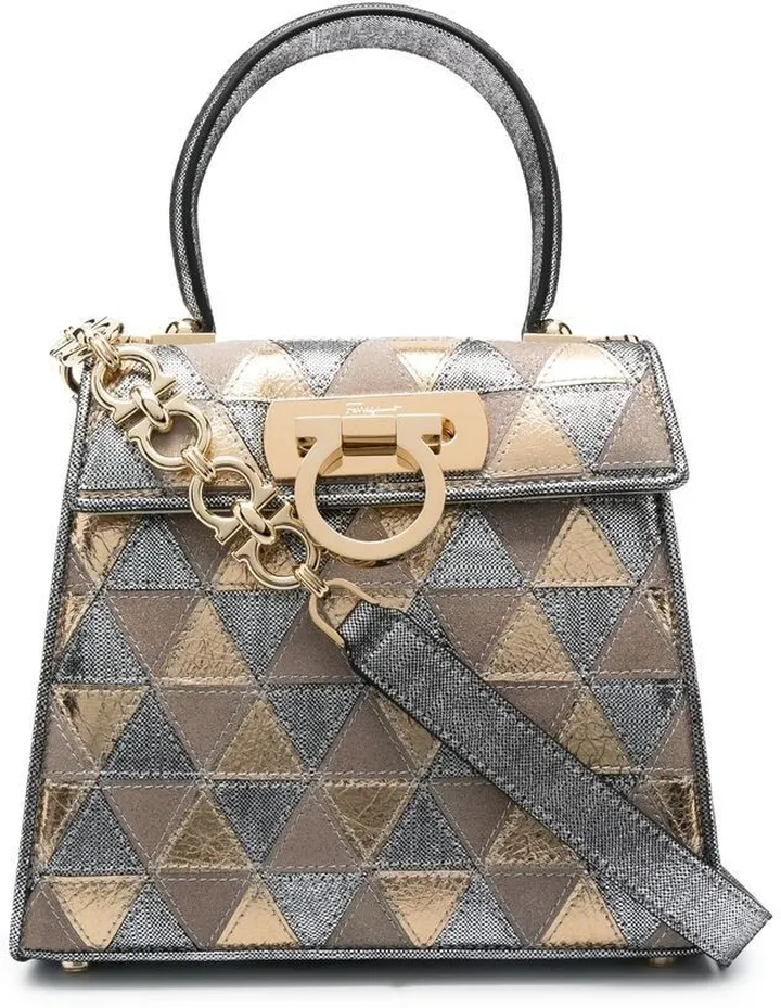 Gancini-detail leather tote bag