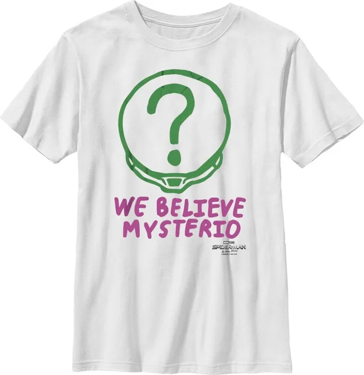 Boy's Marvel Spider-Man: No Way Home We Believe Mysterio Pink and Green T-Shirt - White - X Small