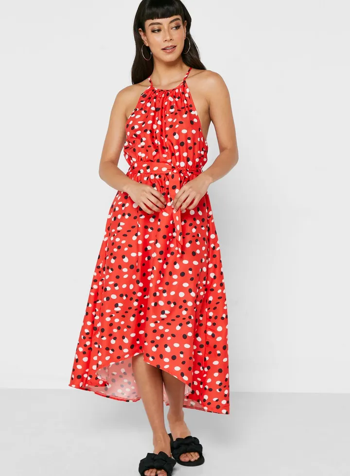 Printed Dress With Belt