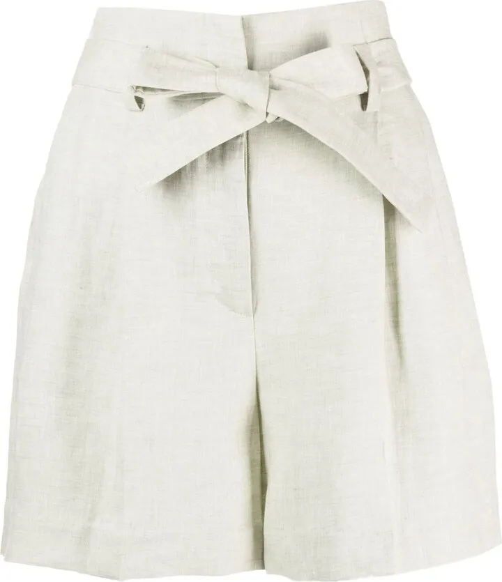Tied-Waist Pleated Shorts