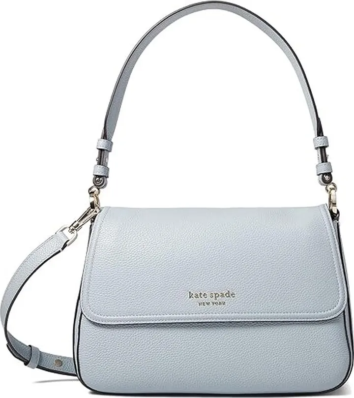 Kate Spade New York New Core Pebble Pebbled Leather Medium Convertible Flap Shoulder Bag (Ocean Beach) Handbags