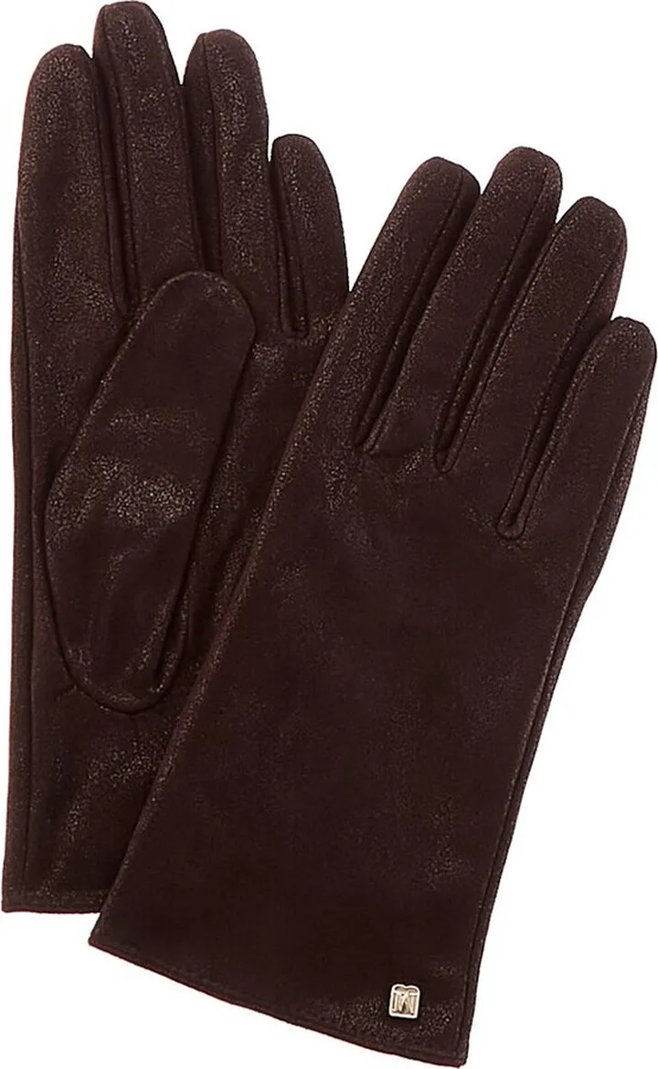 Bruno Magli Cashmere-Lined Metallic Suede Gloves