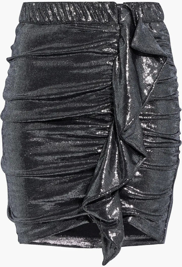 Malaga ruffled ruched lamé mini skirt