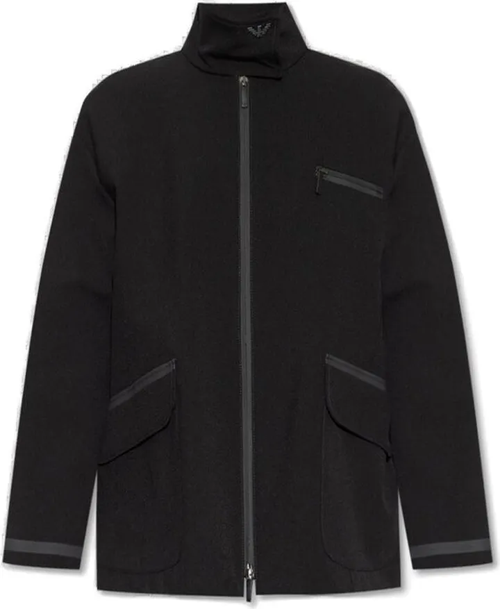 Emporio Armani Logo-Plaque High-Neck Zipped Jacket